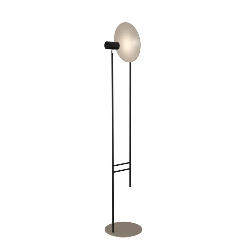 Black Adjustable Wooden Floor Lamp with Natural Veneer Finish
