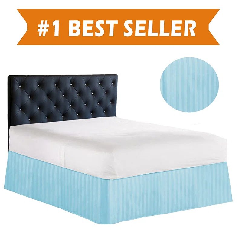 Light Blue King Polyester Tailored Bed Skirt