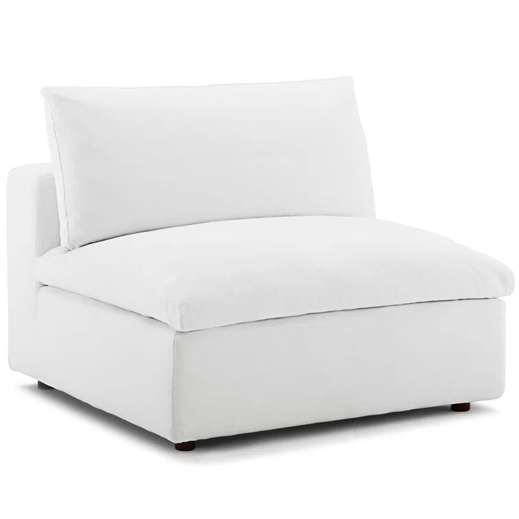 Luxury Light Beige Wood 40" Chaise with Plush Linen Upholstery