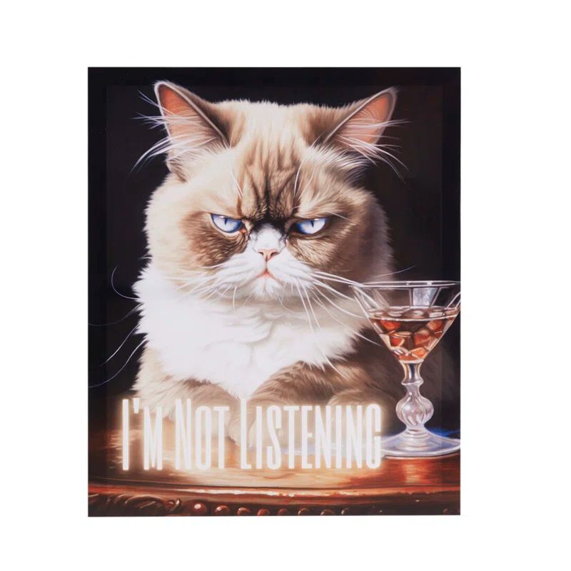 Grumpy Cat 'I'm Not Listening' Multicolor Canvas Wall Art