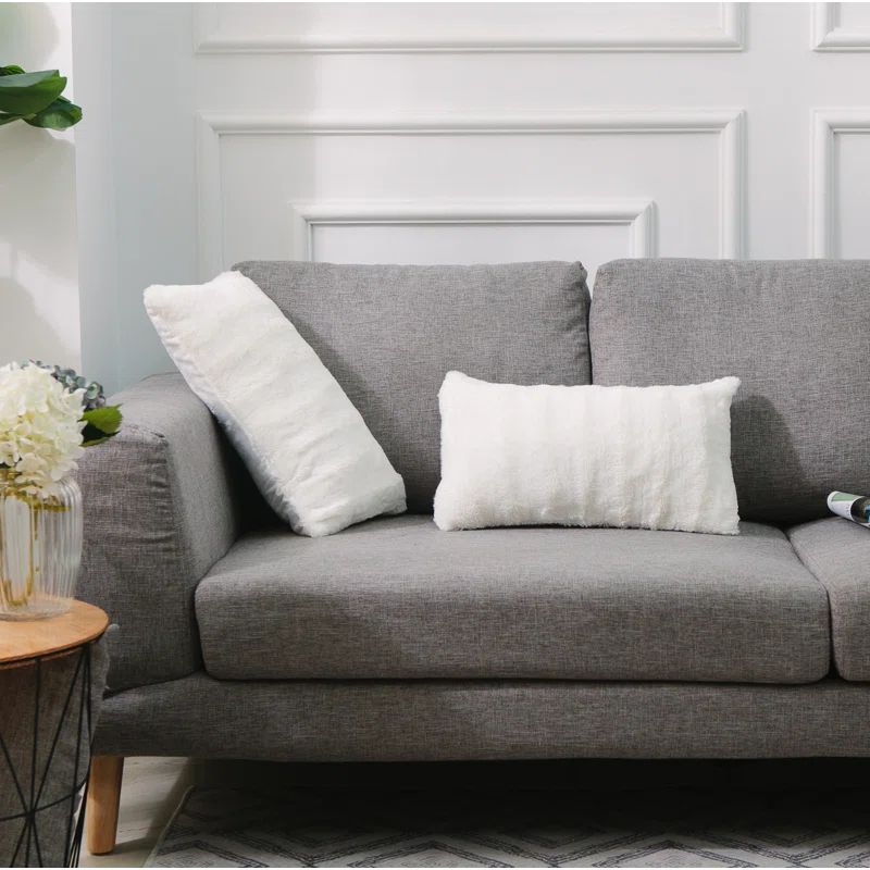 Luxurious White Faux Fur Decorative Throw Pillow Set