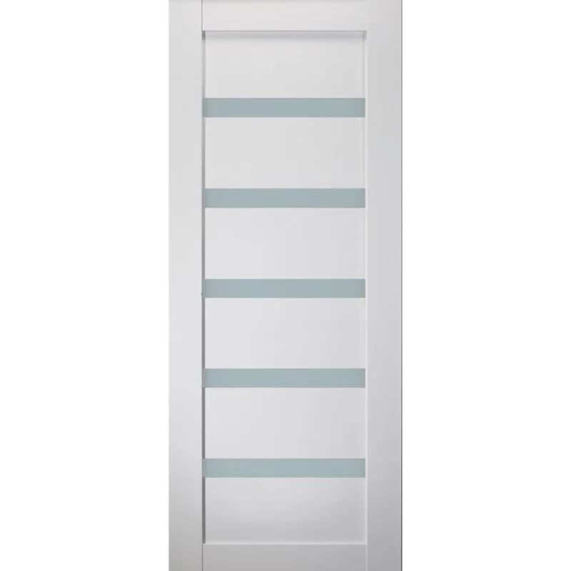28" x 80" Right-Handed 5 Lite Satin Glass Primed MDF Interior Door