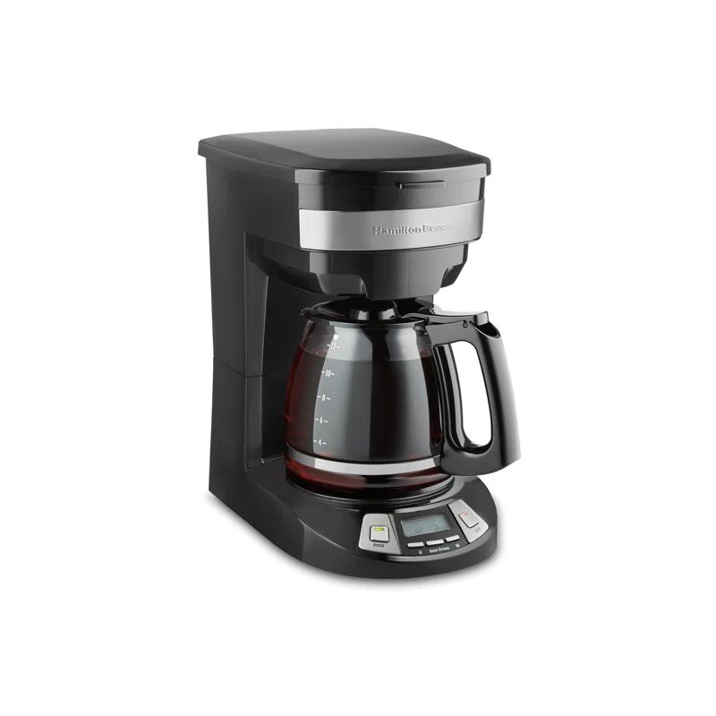 Black and Light Gray Programmable Coffee Maker with Glass Carafe