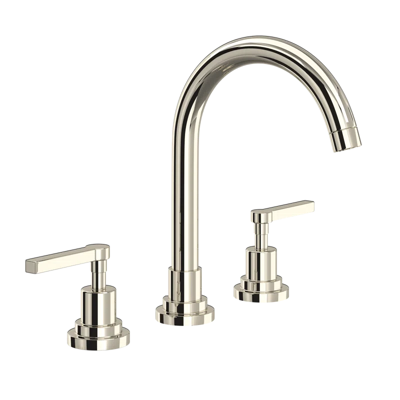 Polished Nickel Widespread Bathroom Faucet with Lever Handles