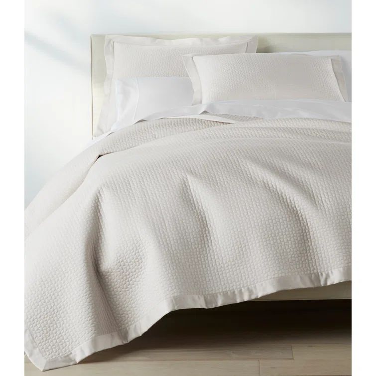 Pearl Queen Quilted Cotton Coverlet with Poly Fiber Fill