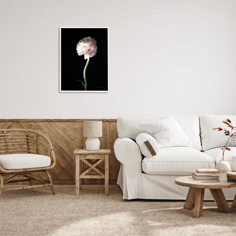 White Framed Botanical Ranunculus Flower Canvas Print, 24 x 30