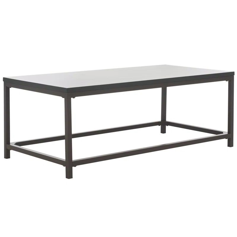 Distressed Black Pine Wood Rectangular Coffee Table