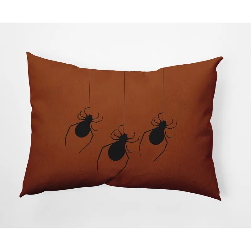 Sienna Polyester Halloween Accent Pillow with Hanging Spiders Design