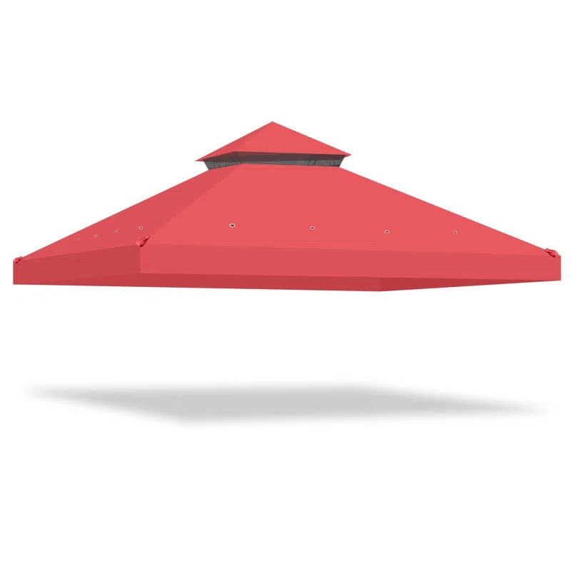 Red 10x10 Ft Polyester 2-Tier Gazebo Canopy Top Replacement