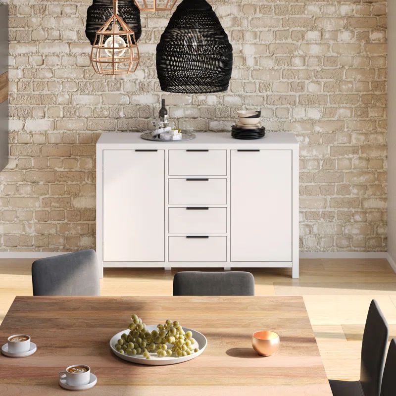 Hollander White Solid Wood Adjustable Sideboard Buffet