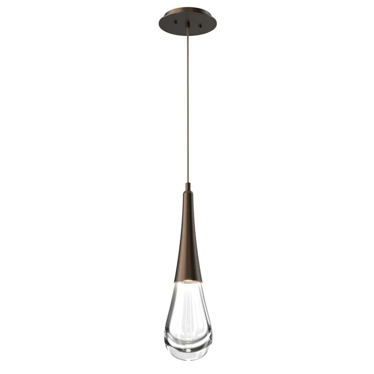 Bronze Glass Mini LED Pendant Light, 21.7" Height