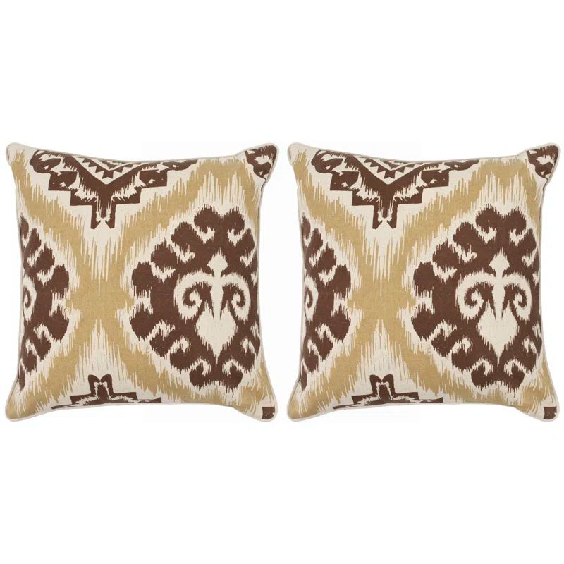 Contemporary Beige and Brown Embroidered Square Pillow Set