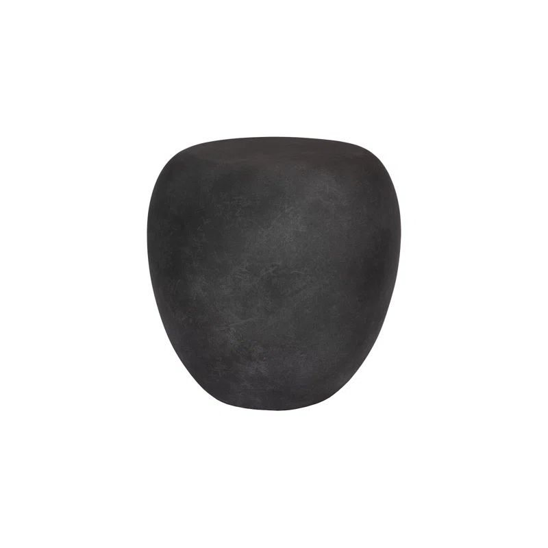 Charcoal Gray Round Stone Outdoor Side Table