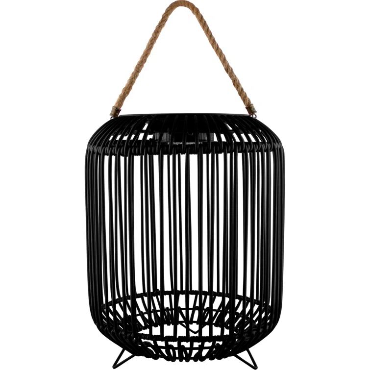 Black Wicker Solar Powered LED Outdoor Floor Lamp
