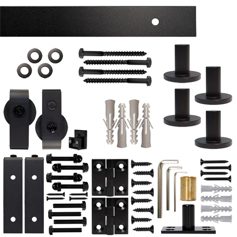 Black 51" Bi-Fold Sliding Barn Door Track and Hardware Kit