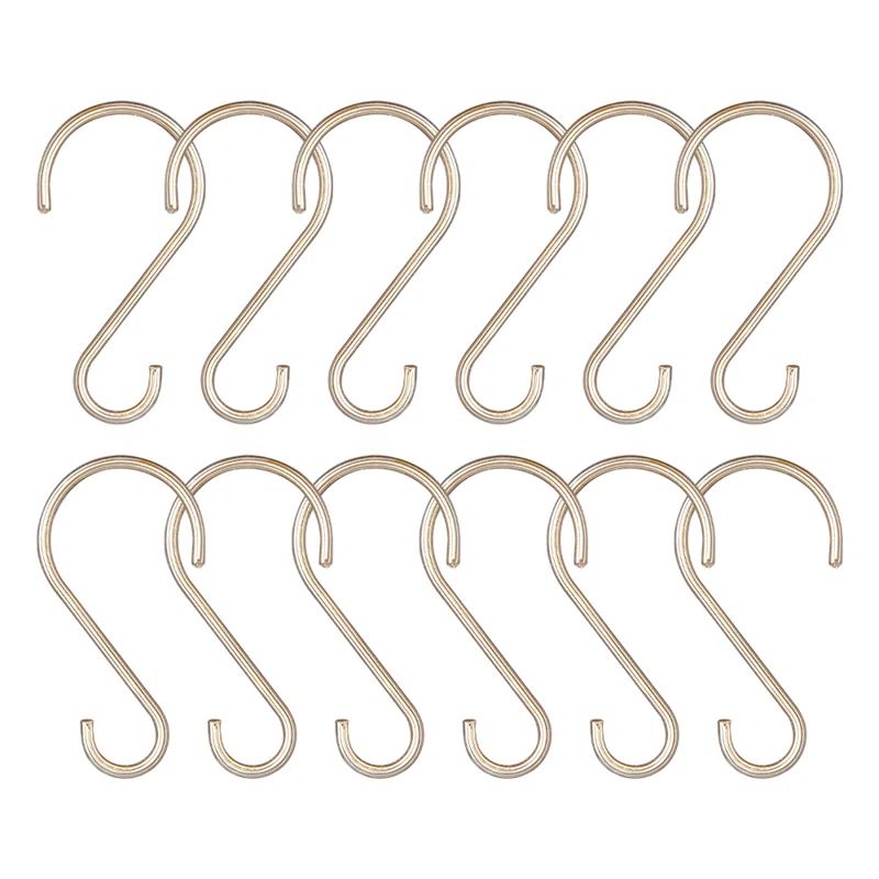 Rustproof Brushed Nickel Zinc Shower Curtain Hooks, Set of 12