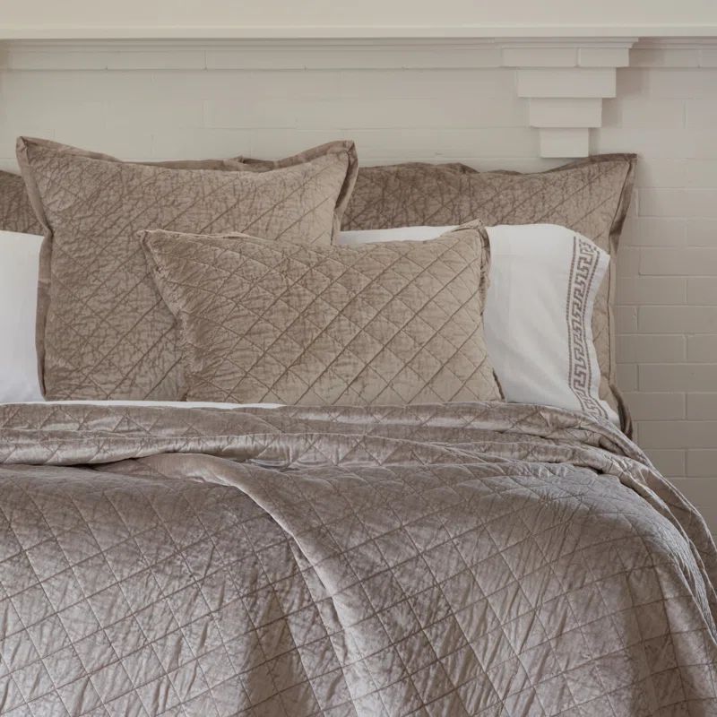 Champagne Velvet Euro Square Pillow with Feather Fill