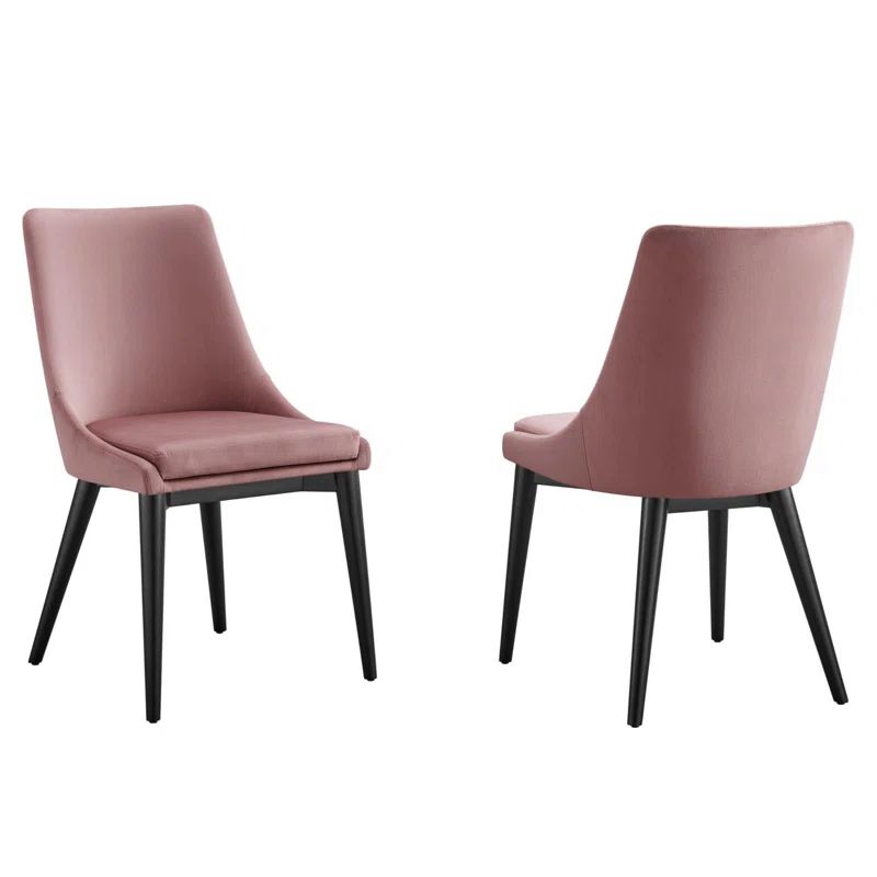 Dusty Rose Velvet Upholstered Side Chair with Wood & Metal Frame