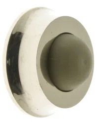 Mini Solid Brass Wall Door Bumper in Bright Nickel Finish