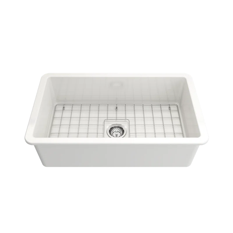 Sotto 32'' White Fireclay Single Bowl Drop-in Kitchen Sink