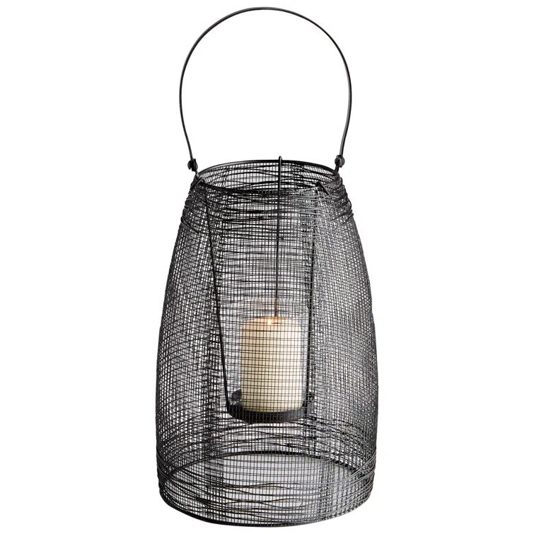 Modern Graphite Black Gauze Candleholder, 27-inch