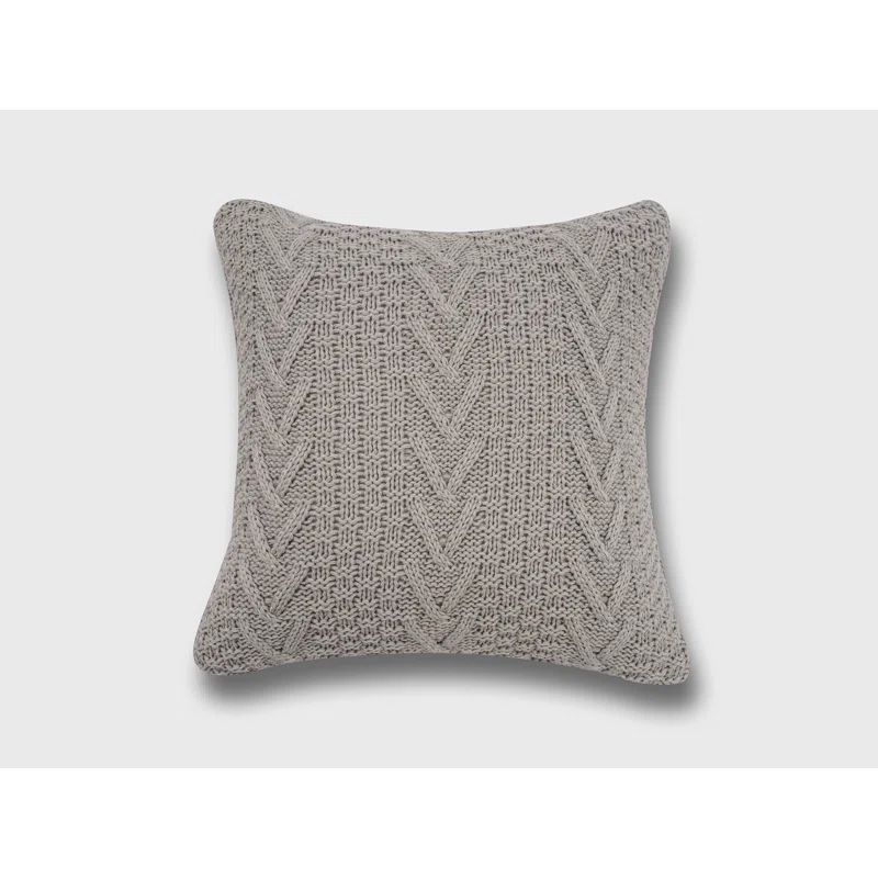 20" Light Gray Chunky Sweater Knit Square Throw Pillow