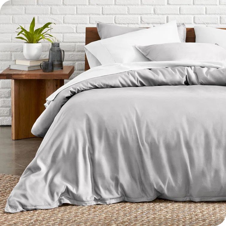 King/Cal King Light Gray Ultra-Soft Microfiber Duvet Cover Set