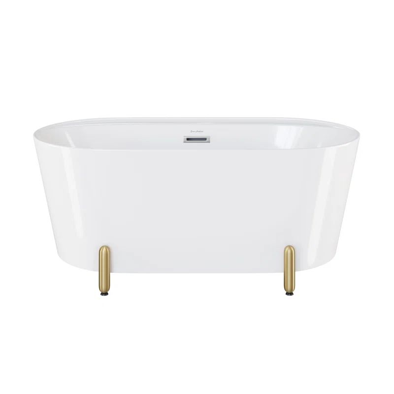 Monaco 59" White Acrylic Freestanding Bathtub with Gold Stand