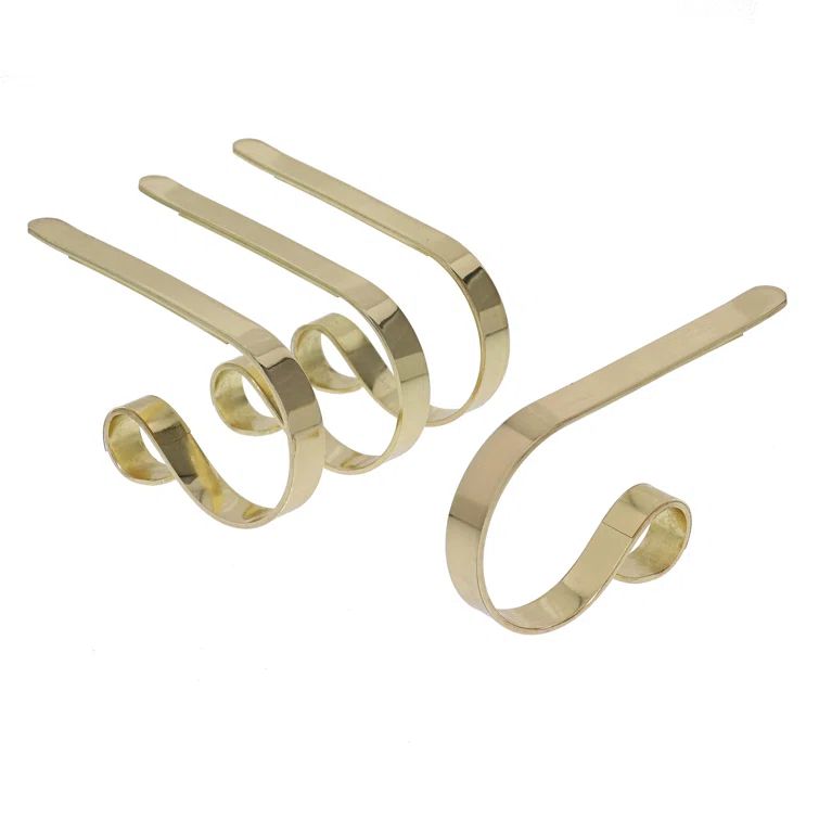 Brass Adjustable MantleClip Stocking Holder Set