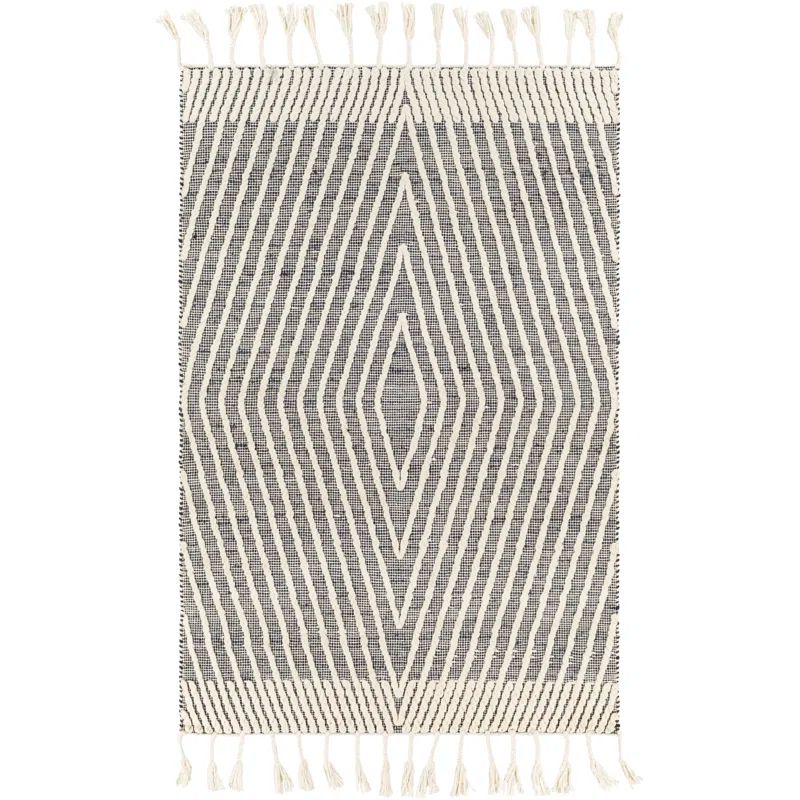 Bohemian Black Spot Braided Wool Runner Rug 30" x 96"