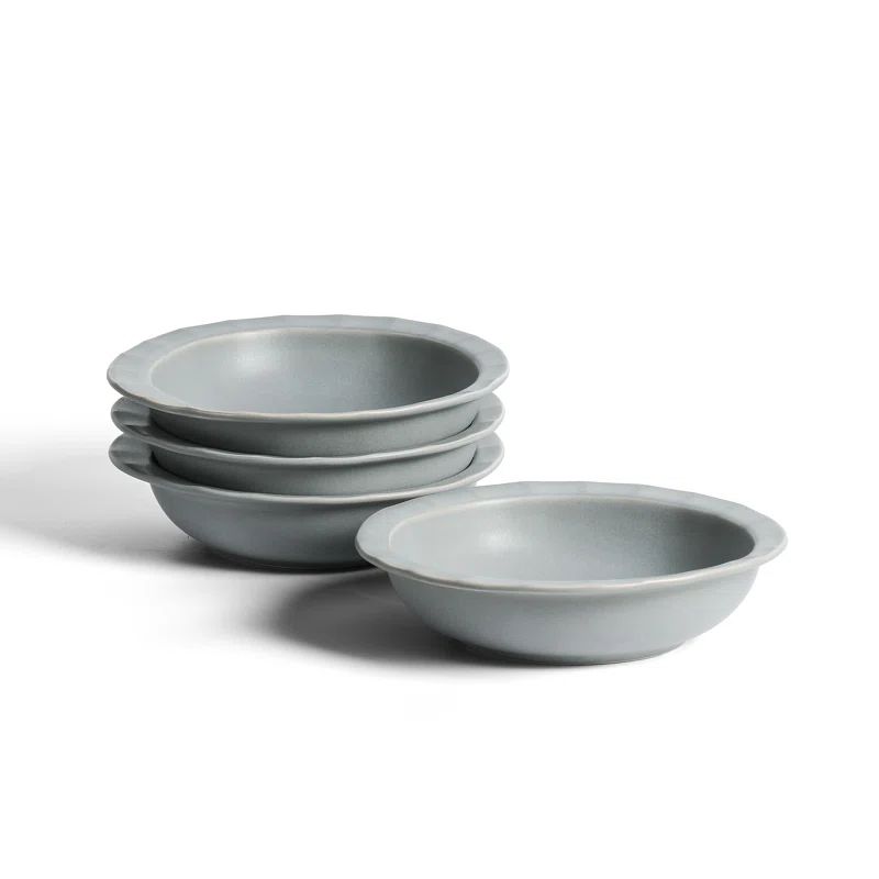 Oasis 34 fl oz Gray Blue Ceramic Round Pasta Bowls Set