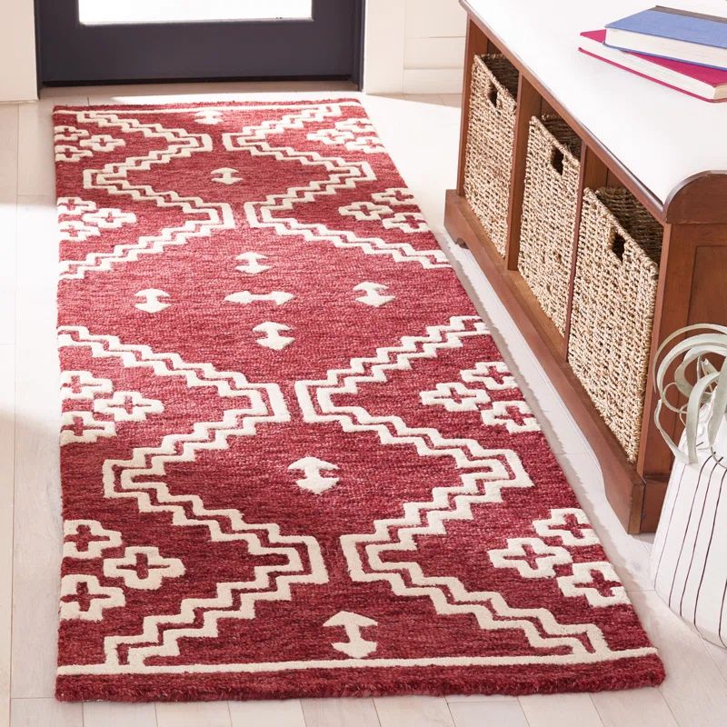 Handmade Red Wool Abstract Tufted 8' x 10' Rug