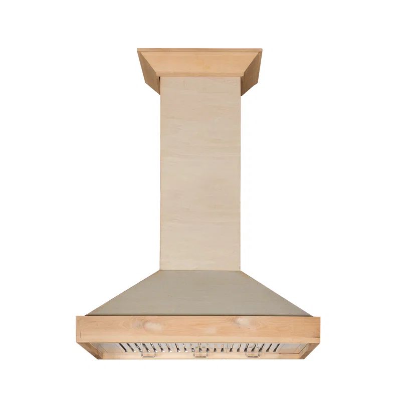 30" Unfinished Wood and Stainless Steel Wall Mount Range Hood