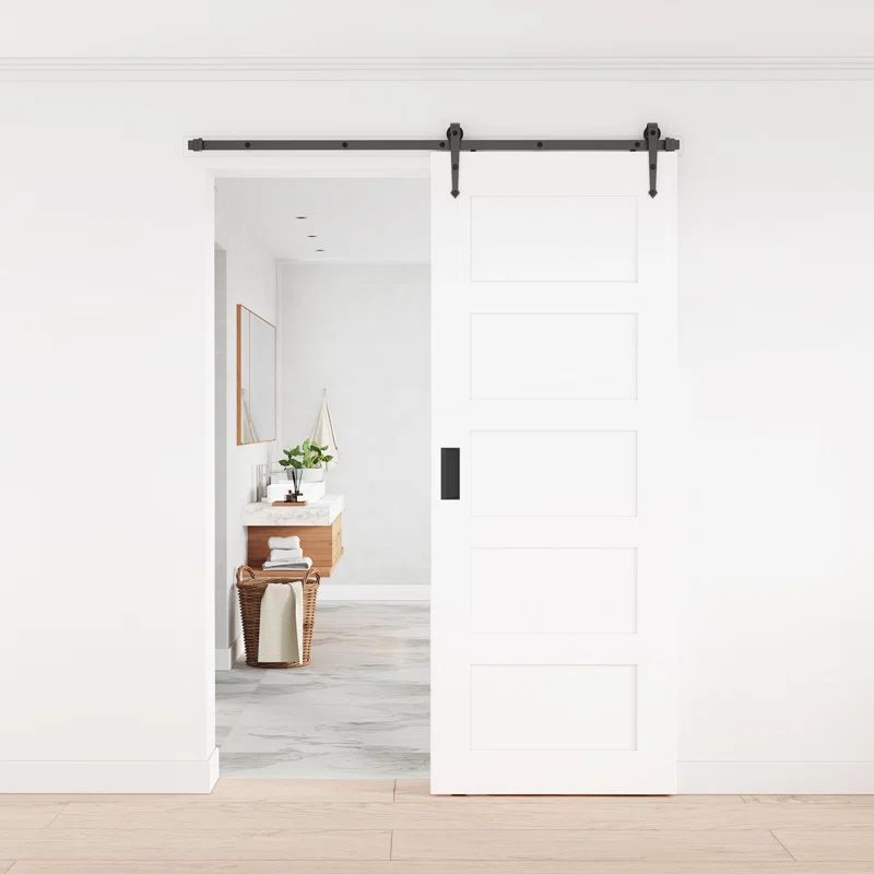 60-inch Matte Black Steel Sliding Barn Door Hardware Kit