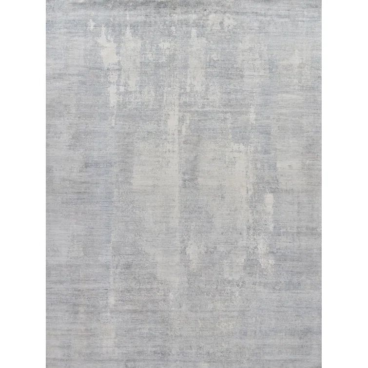 Ivory Abstract Hand-Knotted Pure Silk 8' x 10' Area Rug