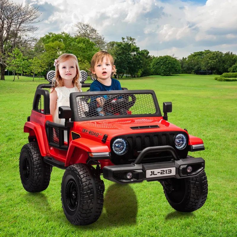 24V Red Two-Seater Electric Ride-On Truck with Remote Control