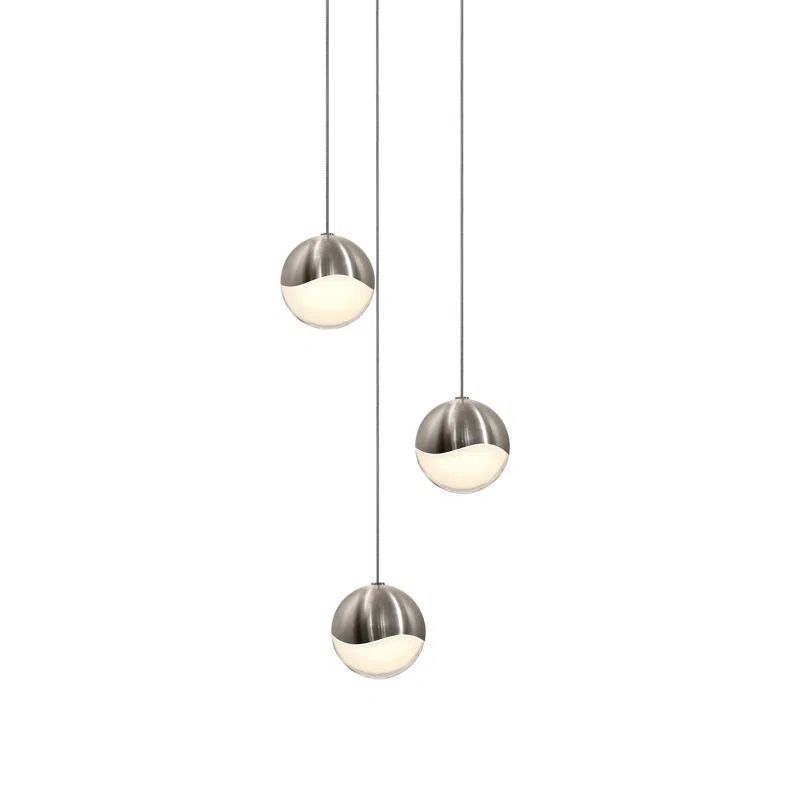 Satin Nickel 3-Light LED Globe Pendant