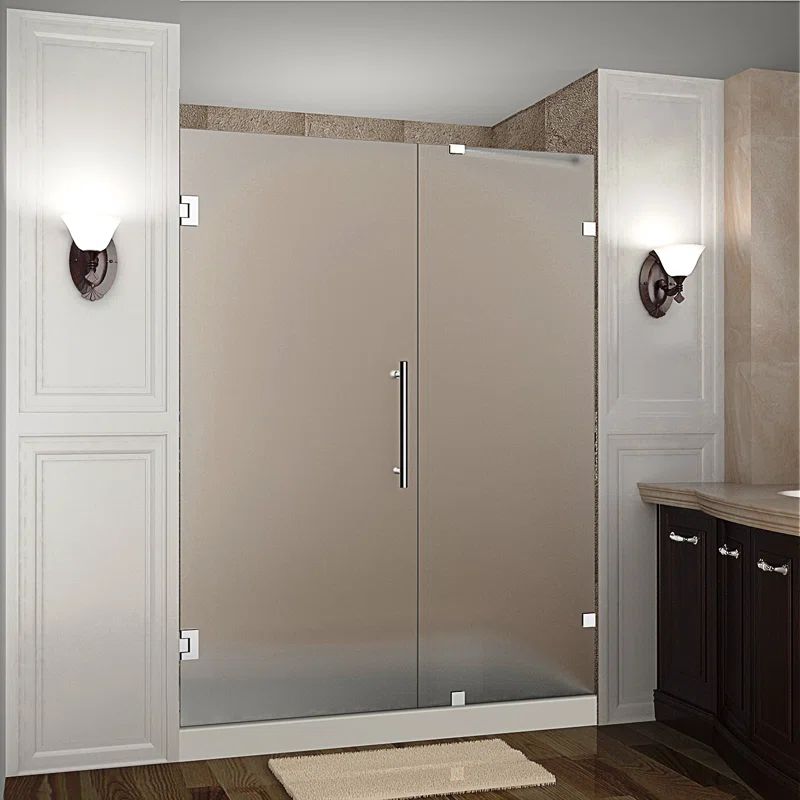 Nautis 60'' x 72'' Frosted Frameless Hinged Shower Door