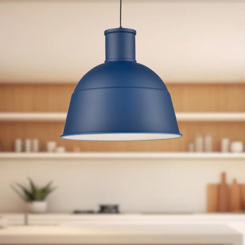 Indigo Blue Aluminum Modern Dome Pendant Light