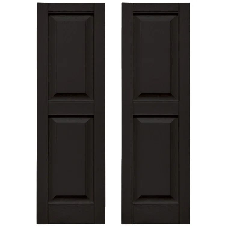 Black Vinyl Raised Panel Exterior Shutters, 14.75" x 63"
