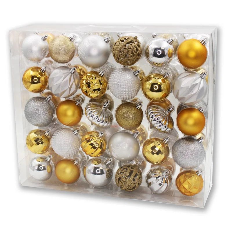 Gold and Silver Shatterproof Plastic Christmas Ornament Set