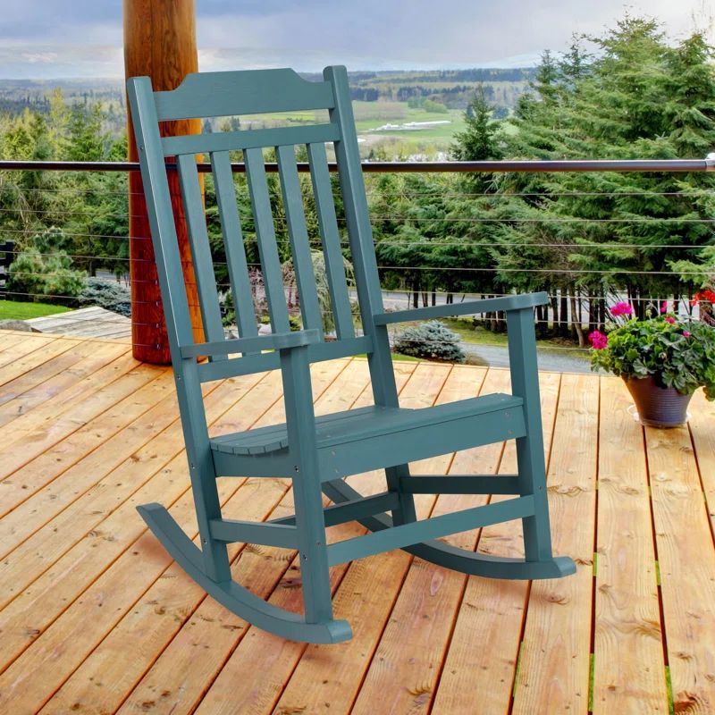Teal All-Weather Poly Resin Wood Rocking Chair