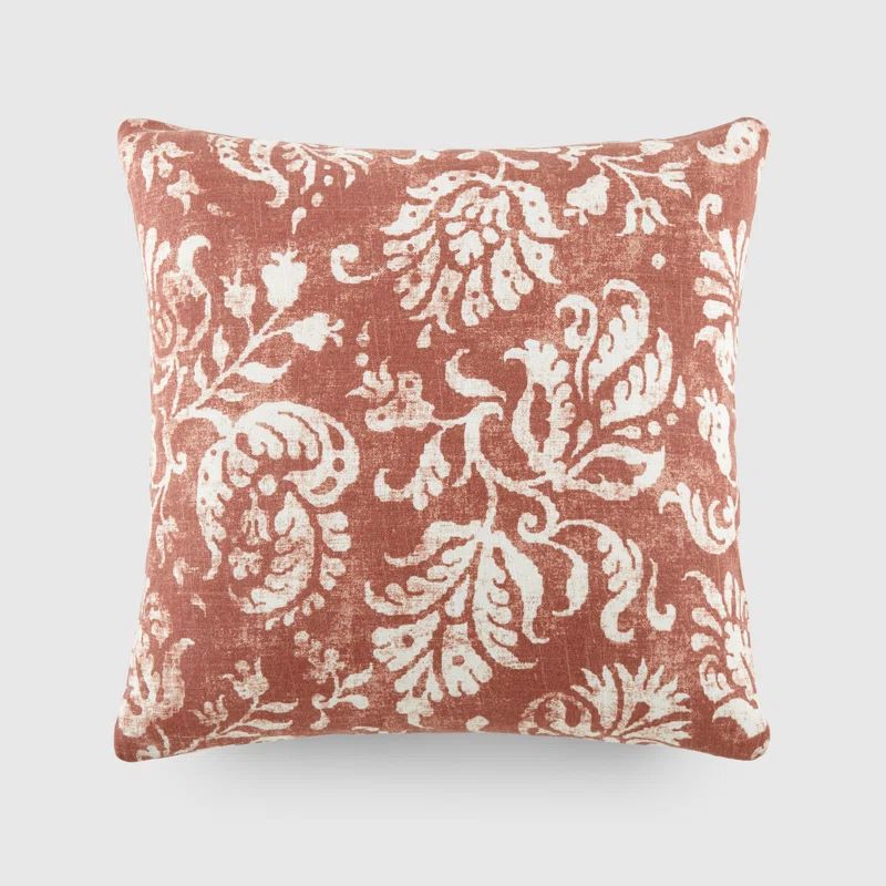 Elegant Rose Cotton Square Throw Pillow with Removable Cover