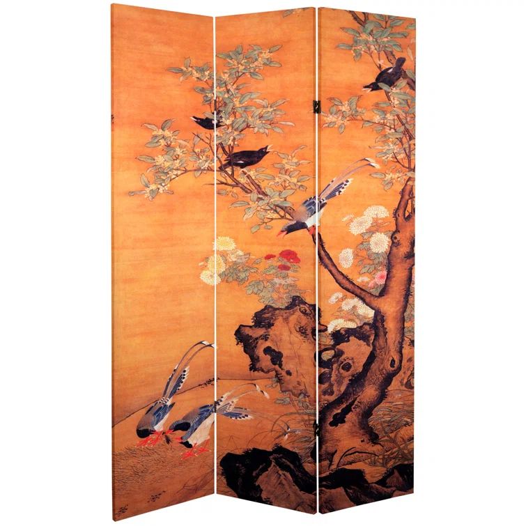 6 ft. Tall Double Sided Chinese Art Canvas Room Divider