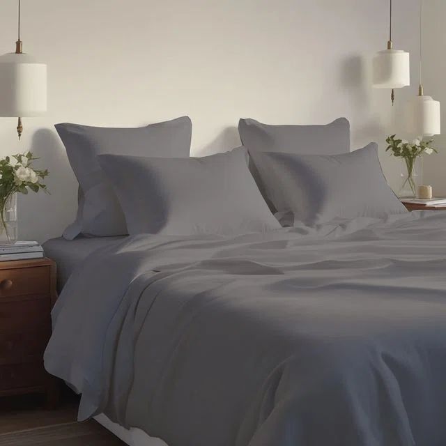 Luxurious Twin Gray Bamboo Microfiber 4-Piece Bed Sheet Set