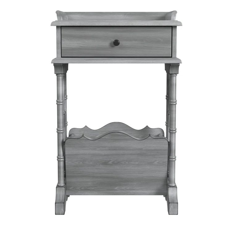 Gray Poplar Wood End Table with Storage
