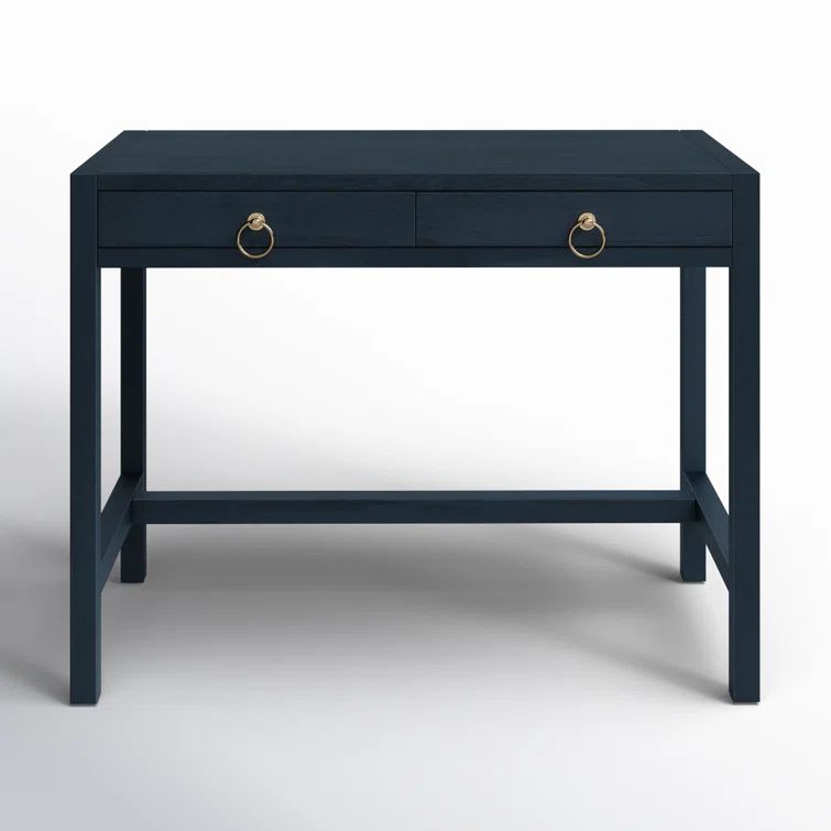 Elin 116'' Navy Minimalist Wood Writing Desk with Drawers