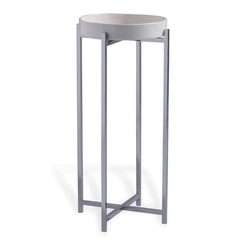 Jody Cream Crackle Porcelain Tray Top Round End Table