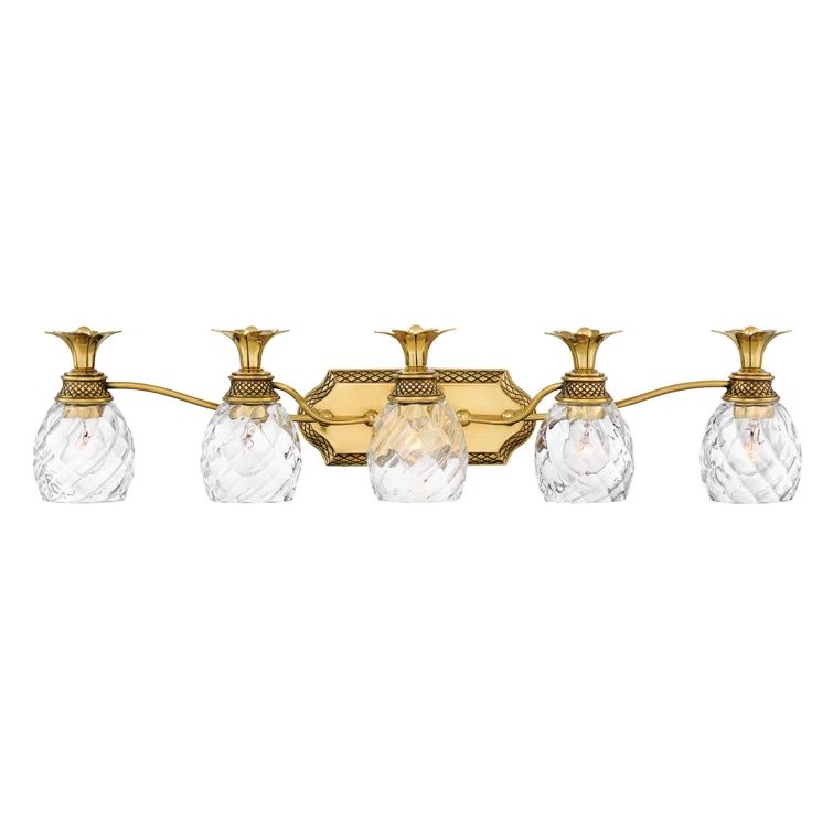 Burnished Brass 5-Light Outdoor Chandelier with Clear Optic Glass