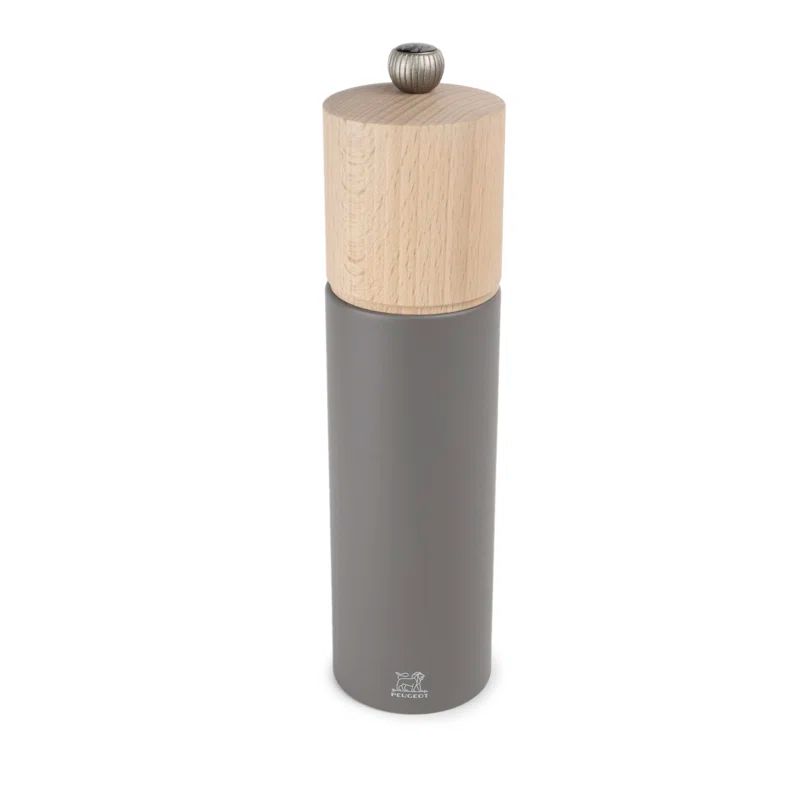 Rock Gray Beech Wood and Metal Pepper Mill, 21 cm